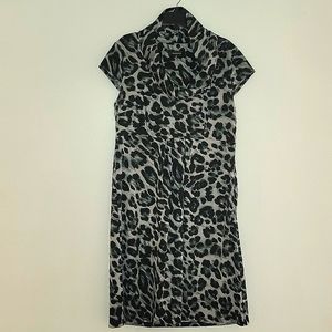 Midi length leopard print dress.